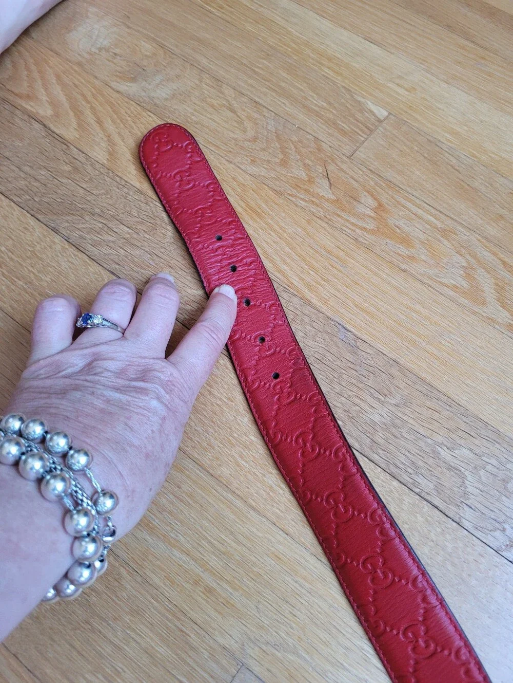 Gucci GG Embossed Leather Belt 114876